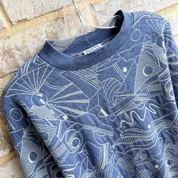 Ambassador Clothes Home Long Sleeve Crew Neck Abstract Vintage Sweater Size L. - Picture 5 of 8